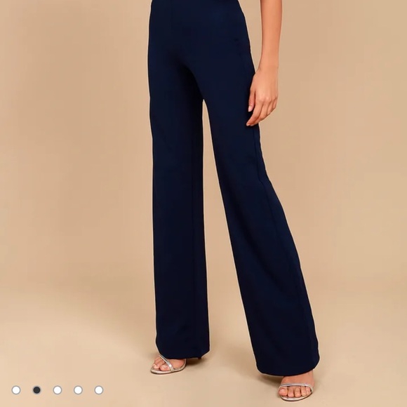 Lulus ruffle strapless navy blue jumpsuit - Picture 2 of 4
